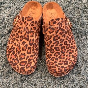Leopard Print Clogs with Buckle
